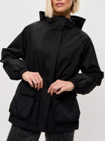 Drawstring Waist Hooded Windbreaker Outerwear