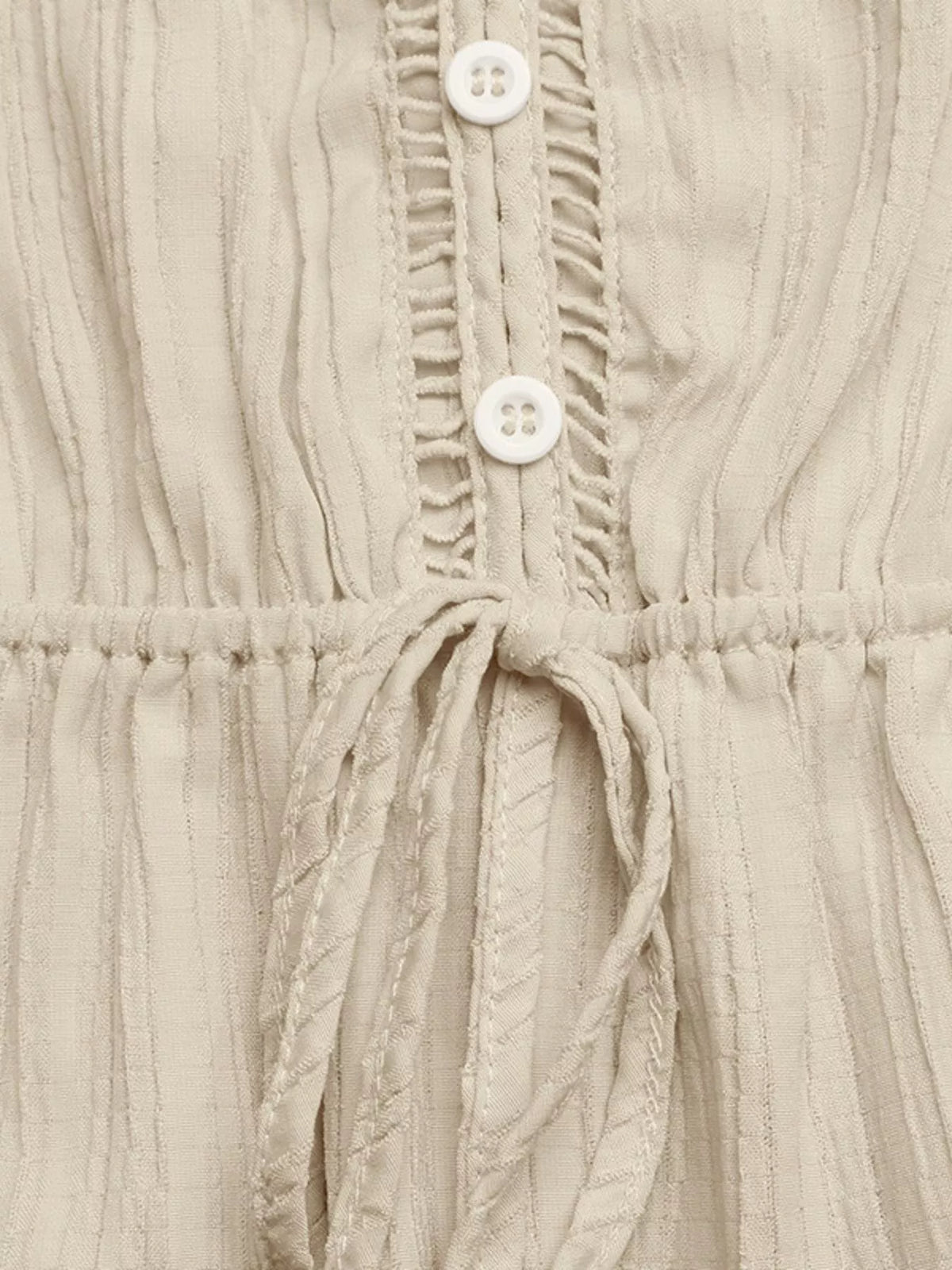 V-Neck Drawstring Waist Wide Leg Jumpsuit