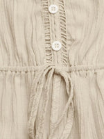 V-Neck Drawstring Waist Wide Leg Jumpsuit