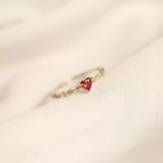 925 Sterling Silver Zircon Heart Open Ring
