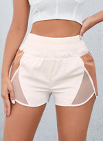 Color Block Wide Waistband Shorts - Ladyez
