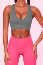 Scoop Neck Wide Strap Active Bra - Ladyez