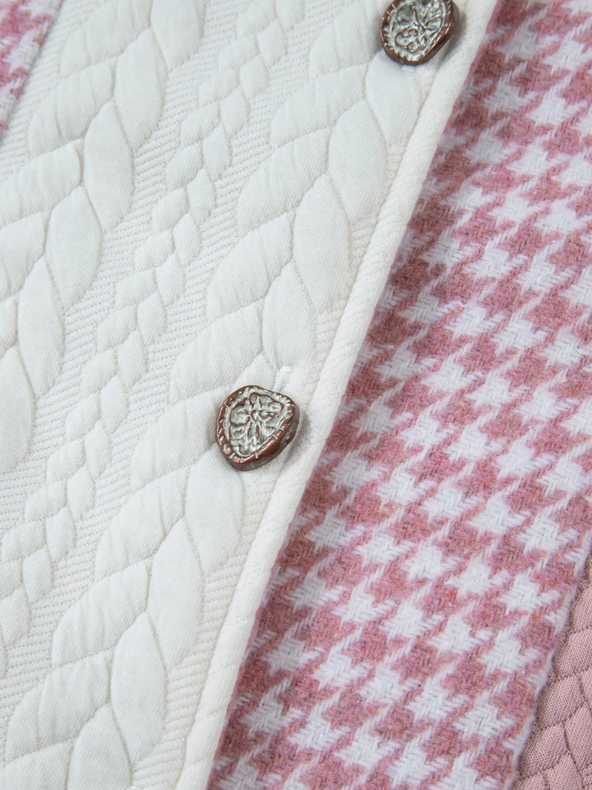 Button DownHoundstooth Color Block Shacket