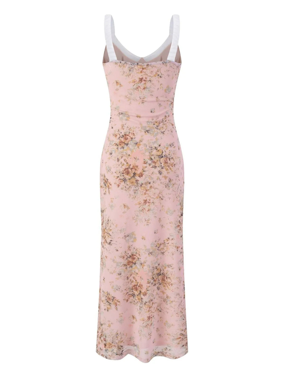 Floral Print Maxi Cami Dress with V-Neck - Ladyez