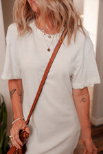 Drop Shoulder Crew Neck Shift T Shirt Dress