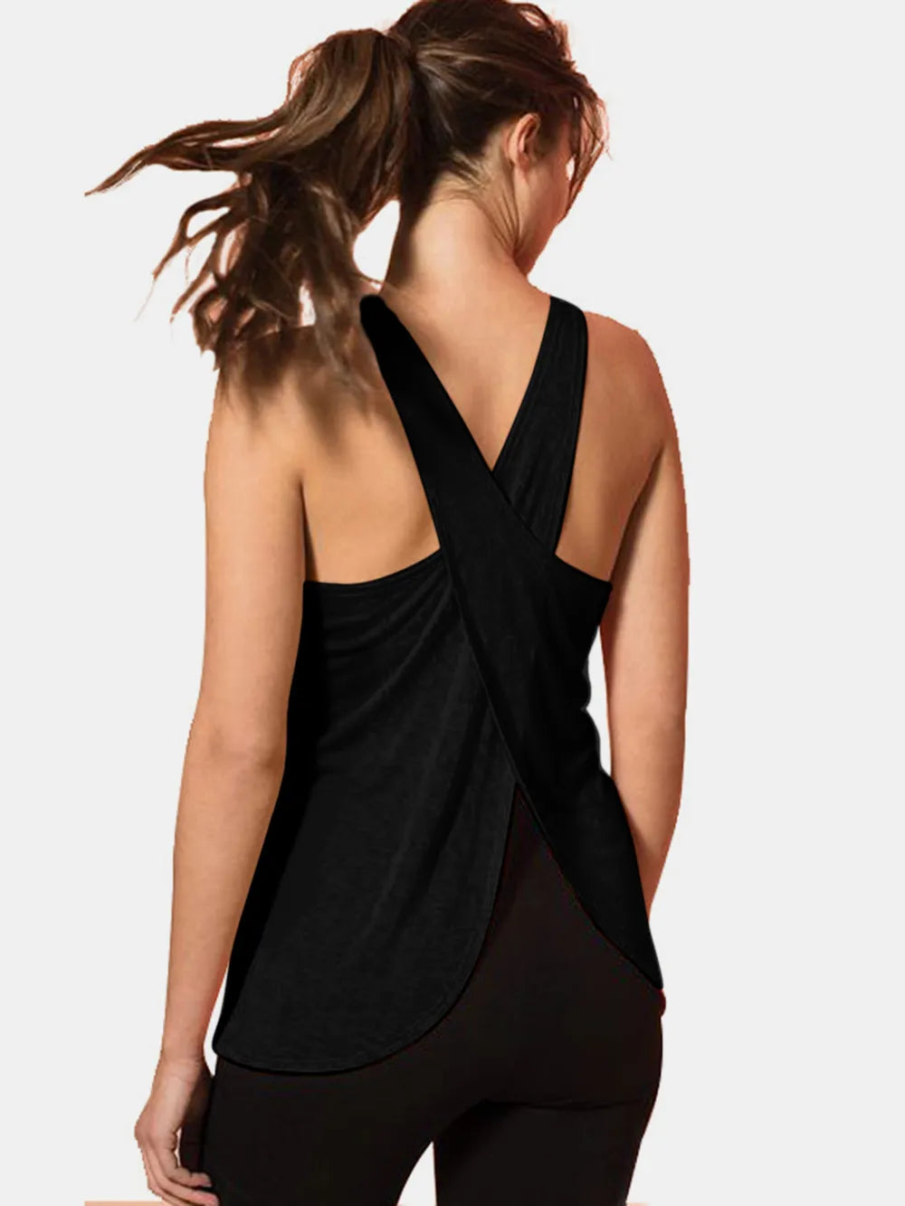 Crisscross Scoop Neck Active Tank - Ladyez