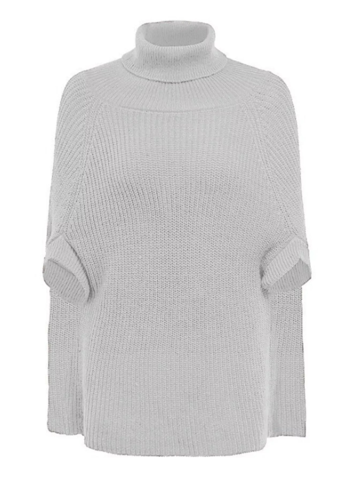 Turtleneck Knitted Cape Sweater