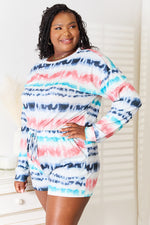 Shiny Tie-Dye Dropped Shoulder Lounge Set - Ladyez
