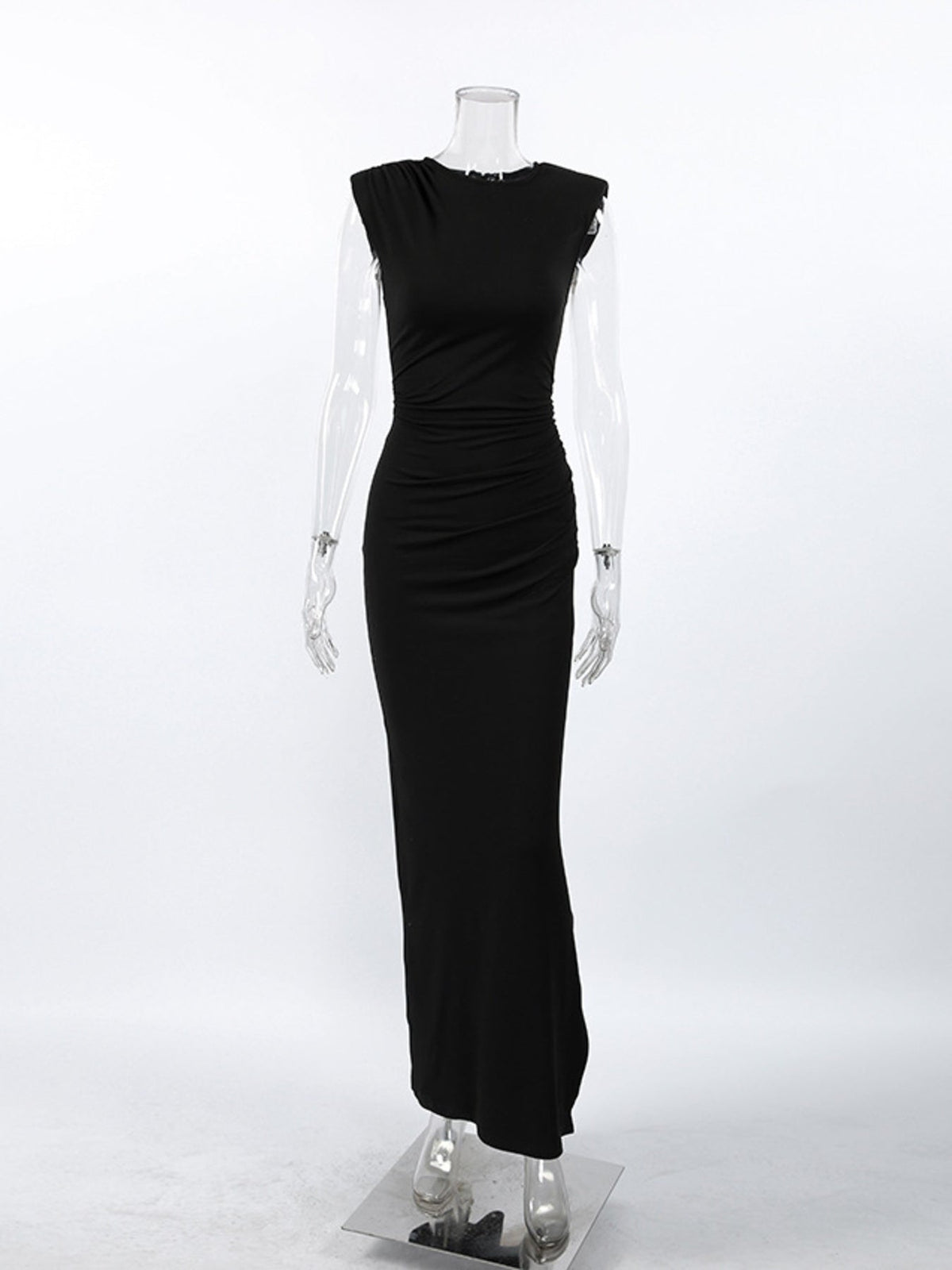 Slit Sleeveless Round Neck Maxi Dress