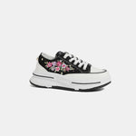 Nicole Lee USA Embroidery Detail Platform Lace-Up Sneakers - Ladyez