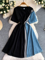 Color Block Short Sleeve Casual Dress