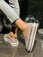 Rhinestone Embellished Platform Loafers