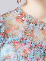 Frill Floral Print Short Sleeve Dress