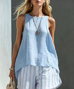 Round Neck Tank and Striped Shorts Set