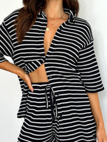 Striped Half Sleeve Top and Shorts Set