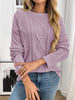 Cable Knit Round Neck Long Sleeve Sweater