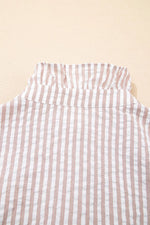 Stripe Frilled Collar Half Sleeve Shirt Dress