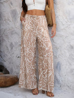 Devine Drawstring Printed Wide Leg Pants