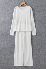 Round Neck Long Sleeve Top and Drawstring Pants Lounge Set - Ladyez