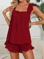 Ruffle Trim Top and Shorts Set