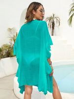 Ruffled Open Front Cover-Up - Ladyez