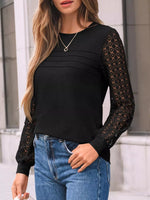 Lace Sleeve Crew Neck T-Shirt