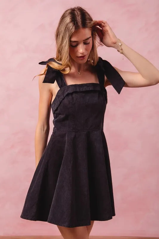 SO ME Fit and Flare Washed Gameday Dress - Ladyez