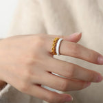 Enamel 18K Gold-Plated Open Ring