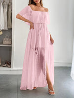 Swiss Dot Off Shoulder Maxi Dress - Ladyez