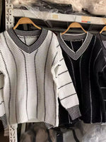 Full Size V-Neck Textured Knit Sweater Plus Size