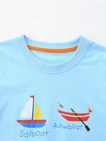 Children's Cartoon Boat Short Sleeve T-Shirt