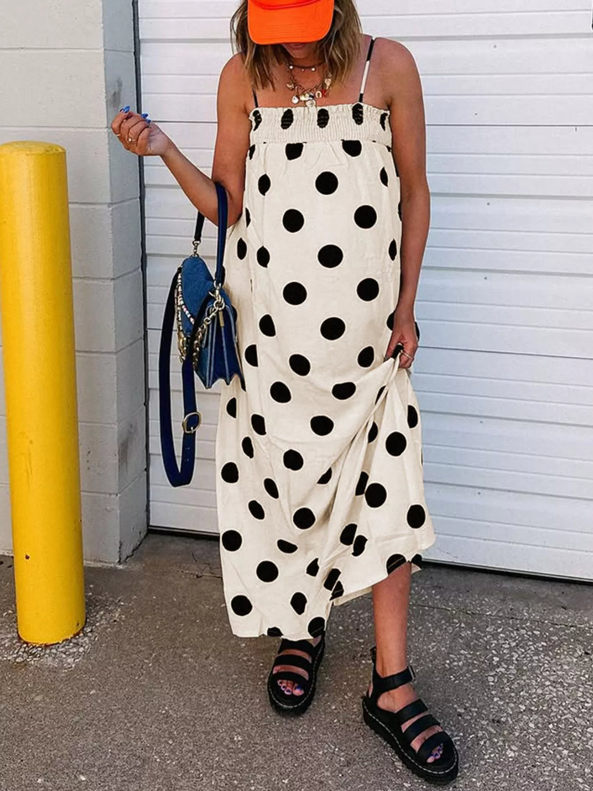 Polka Dot Spaghetti Strap Maxi Dress
