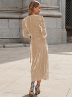Surplice Puff Sleeve Midi Dress - Ladyez