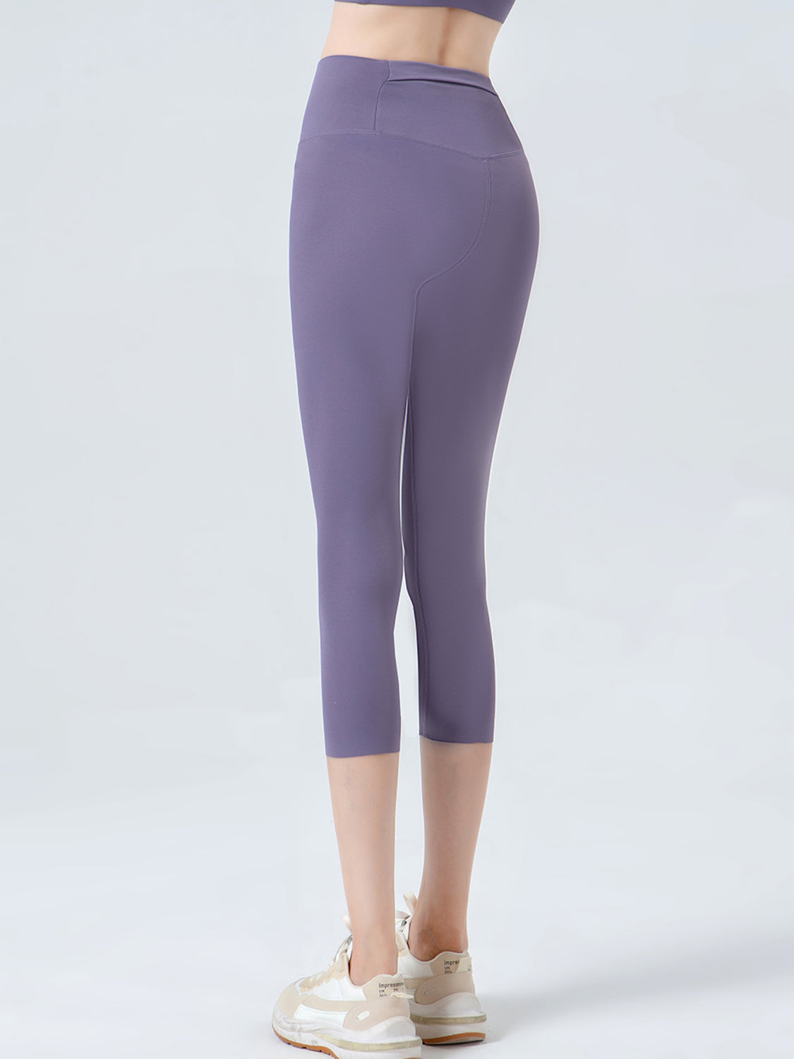 Wide Waistband Cropped Sports Leggings - Ladyez