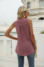 Swiss Dot Notched Neck Tank