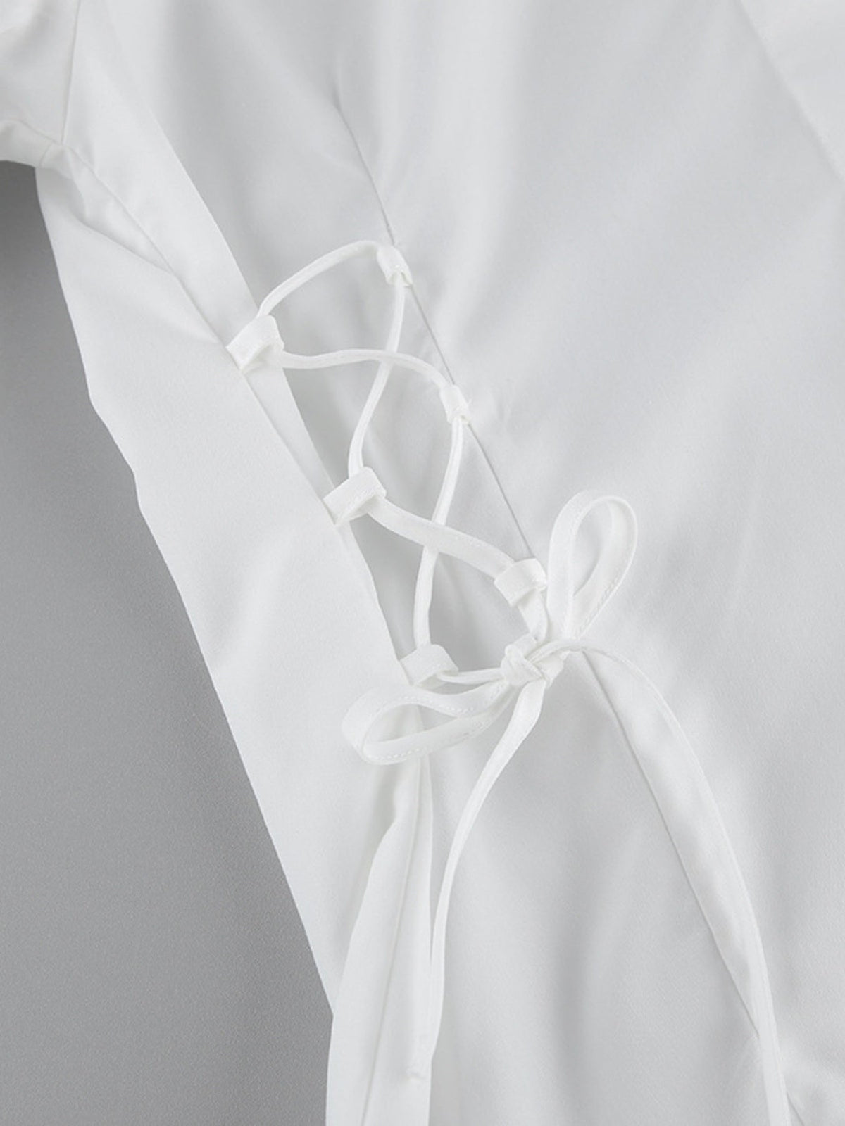 Side Lace Up Button Up Shirt