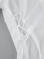 Side Lace Up Button Up Shirt