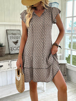 Full Size Ruffled Layered Printed Mini Dress Plus Size - Ladyez