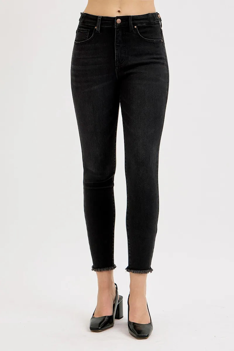RISEN Full Size Tummy Control High Rise Adjustable Waist Skinny Jeans Plus Size - Ladyez