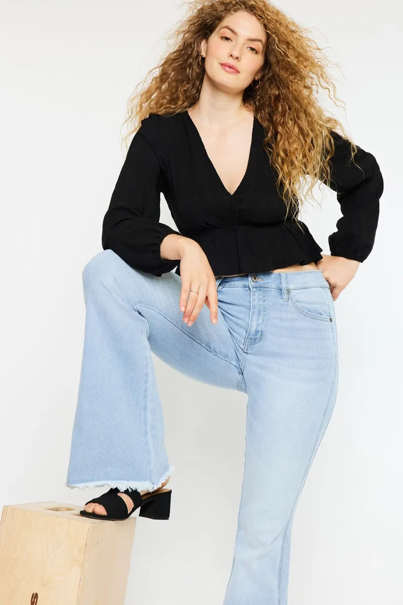 Kancan High Rise Curvy Flare Jeans - Ladyez