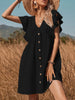 Full Size Button-Front Ruffle Sleeve Casual Dress Plus Size