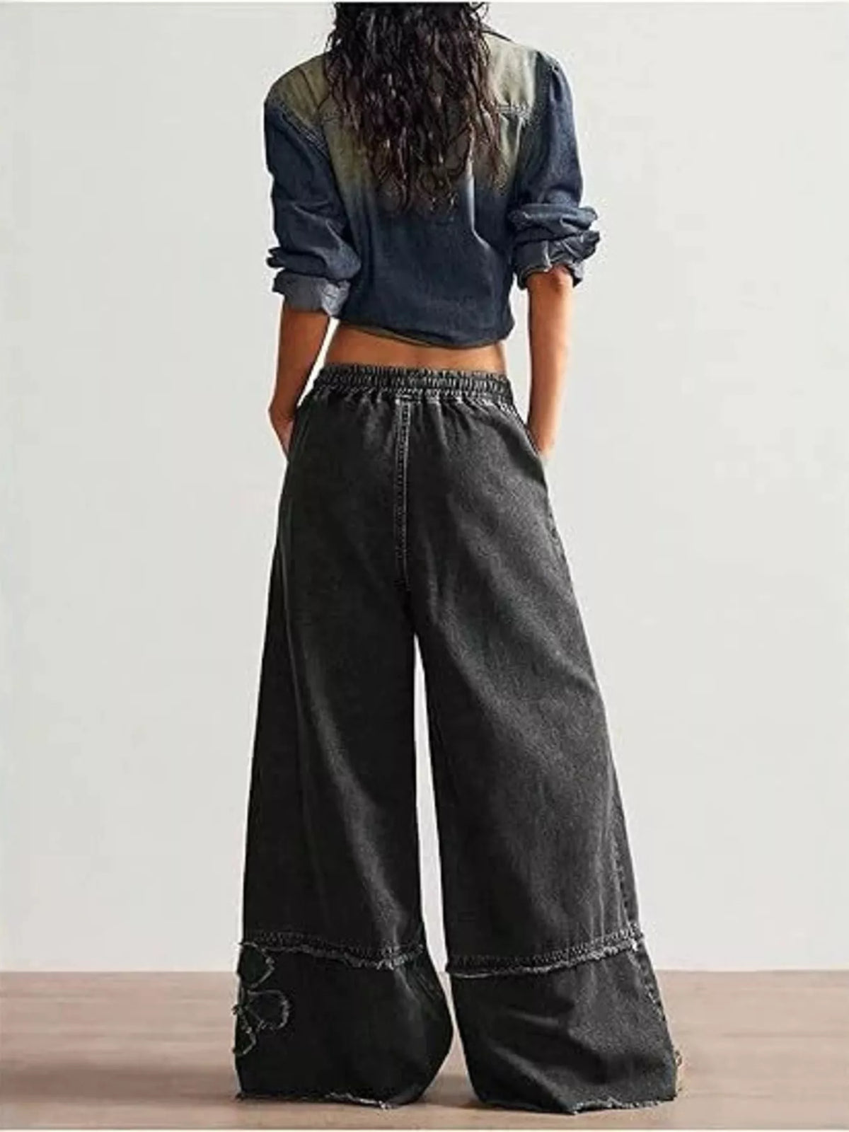 Floral Appliques Wide Leg Jeans