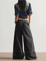 Floral Appliques Wide Leg Jeans