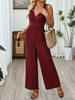 V-Neck Sleeveless Wide Leg Jumpsuit