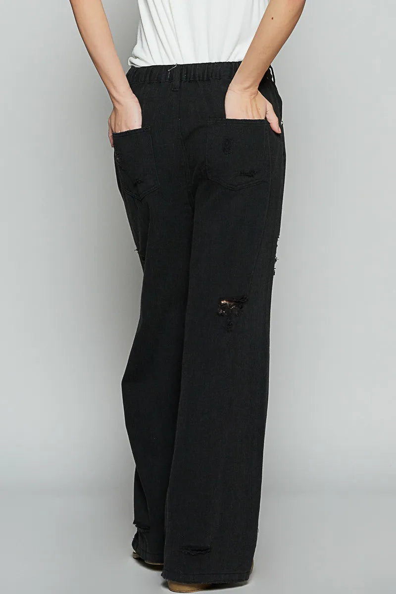 POL Distressed Wide Leg Jeans - Ladyez