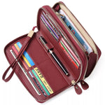 Double Zipper Leather Wallet