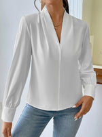 V Neck Long Sleeve Top - Ladyez