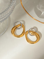 18K Gold-Plated Stainless Steel Contrast AsymmetricalEarrings