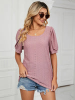Ruched Notched Long Sleeve T-Shirt