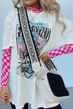 Checkered Mock Neck Long Sleeve Blouse - Ladyez